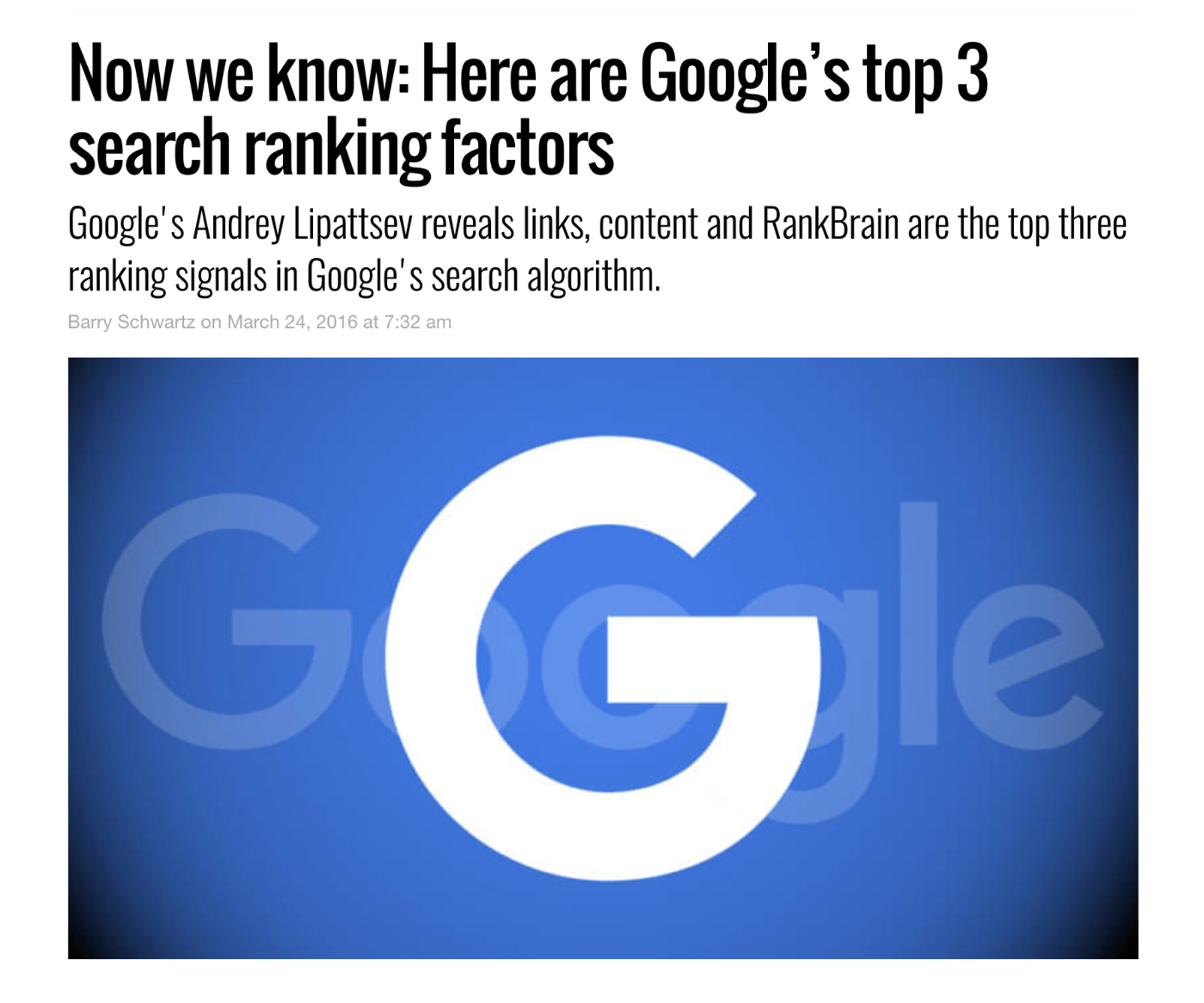 Google top ranking fattori